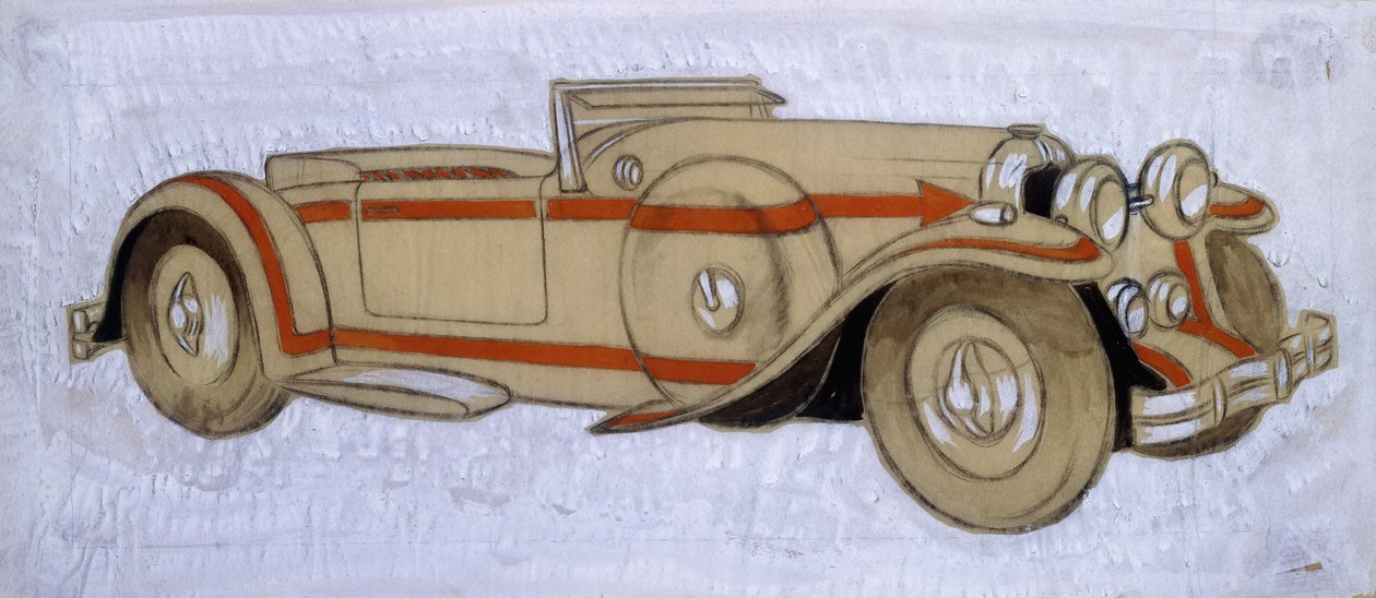 Ilustrace zobrazující Delage z roku 1924 s karoserií od Letourneura et Marchanda od Ernst Deutsch Dryden