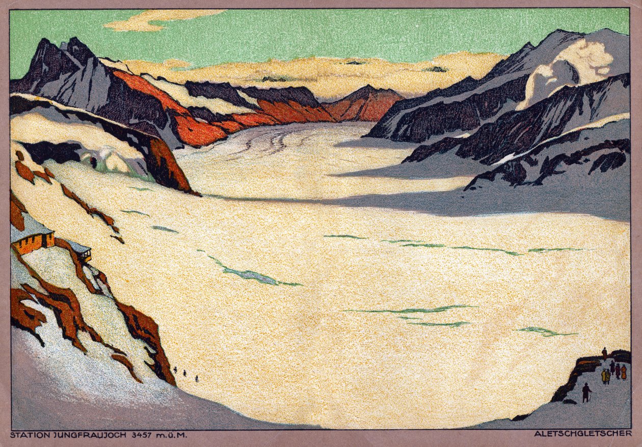 Aletschský ledovec (ilustrace, asi 1920-1930) od Ernst Emil Schlatter