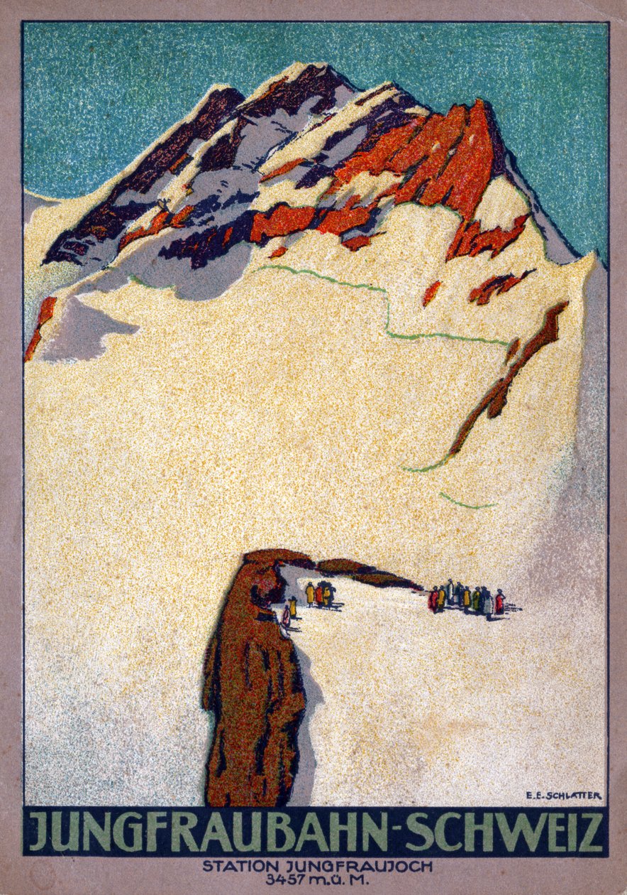 Jungfraujoch. (ilustrace, asi 1920-1930) od Ernst Emil Schlatter