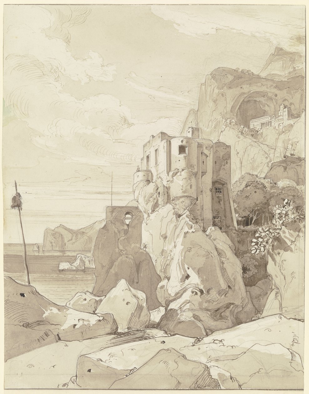 Amalfi, pohled přes strážní věž na S. Francesco od Ernst Fries