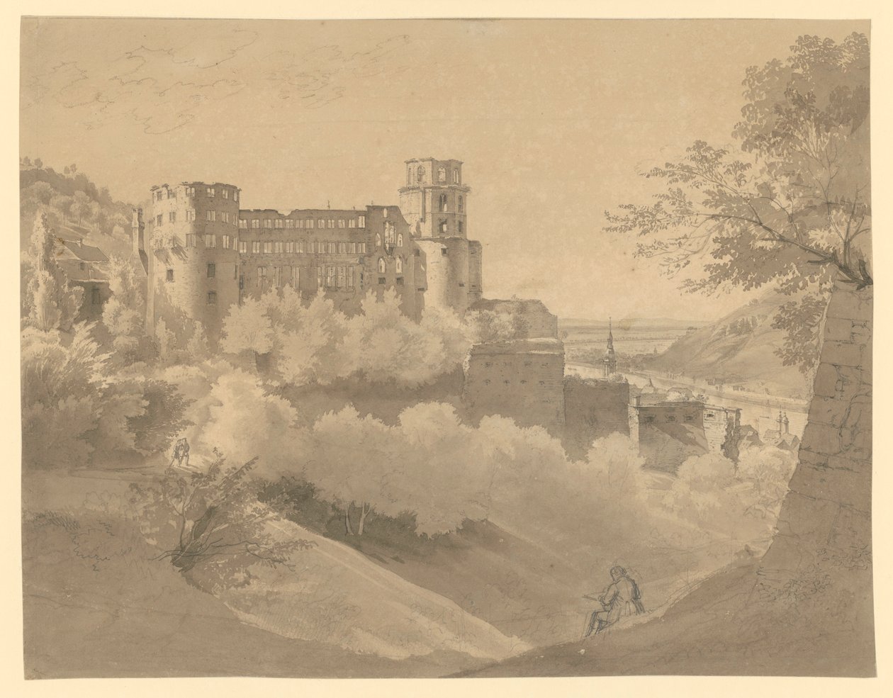 Heidelberg. Pohled na zámek od Ernst Fries