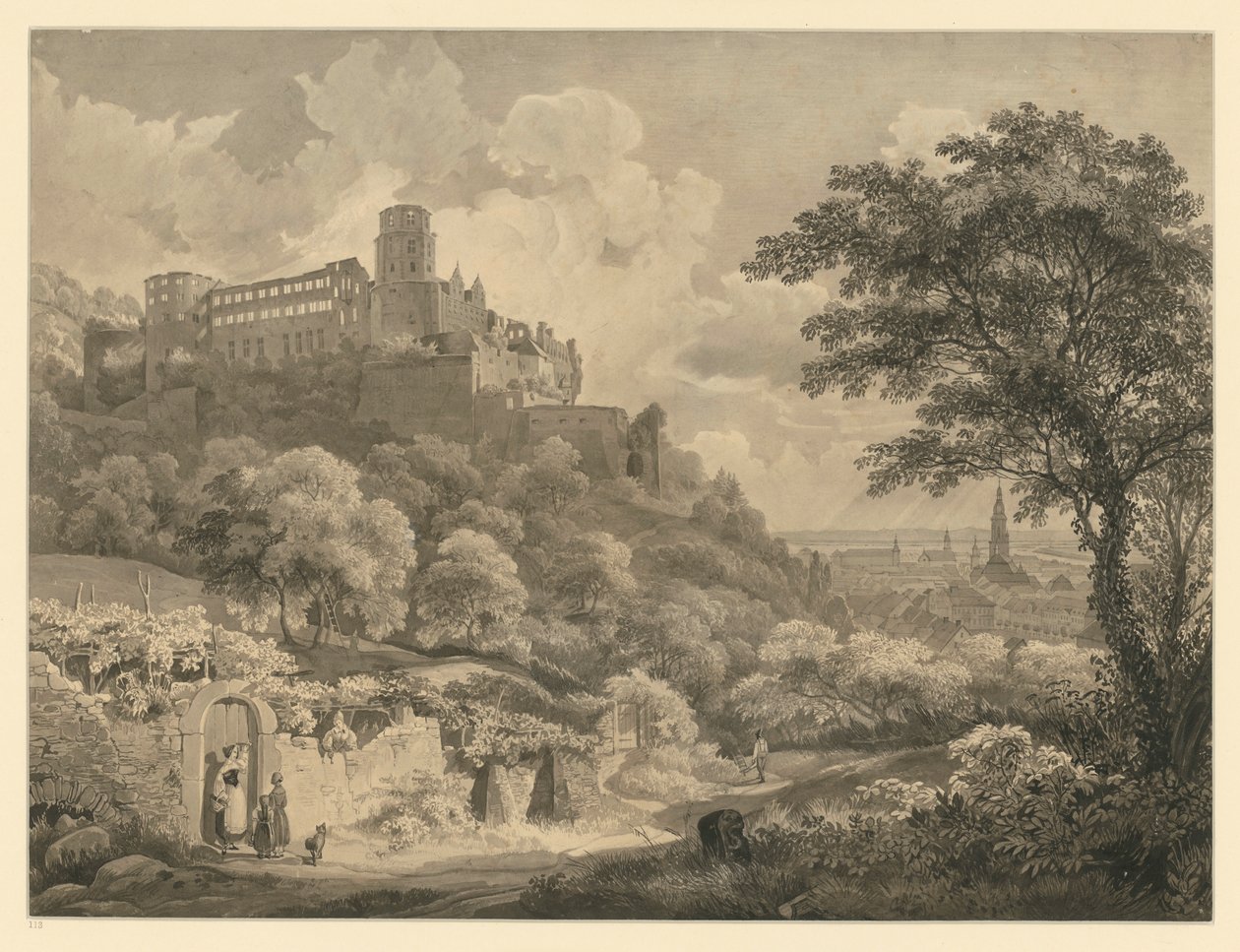 Heidelberg. Pohled na zámek od Ernst Fries