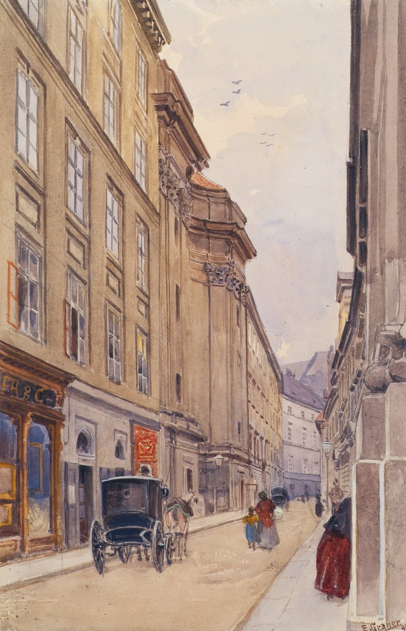 Dorotheergasse ve Vídni se starým Versatzamtem od Ernst Graner