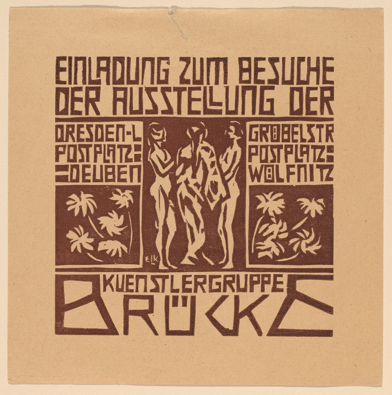 Pozvánka...Výstava umělecké skupiny Brücke Pozvánka na výstavu..., 1906. od Ernst Ludwig Kirchner