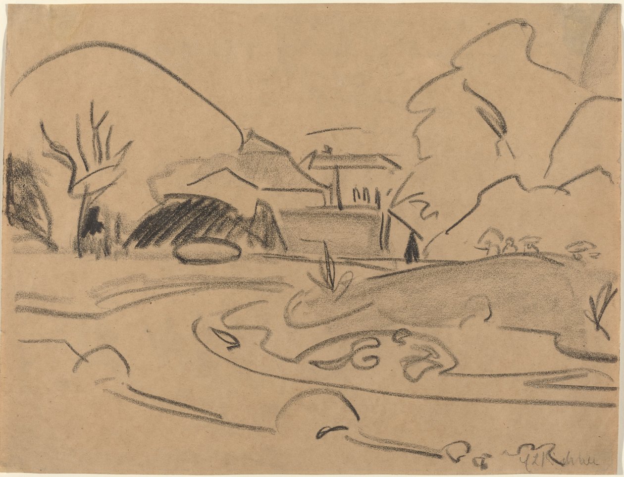 Pěšiny a pavilon v Dresden Grosser Garten, c. 1909. od Ernst Ludwig Kirchner
