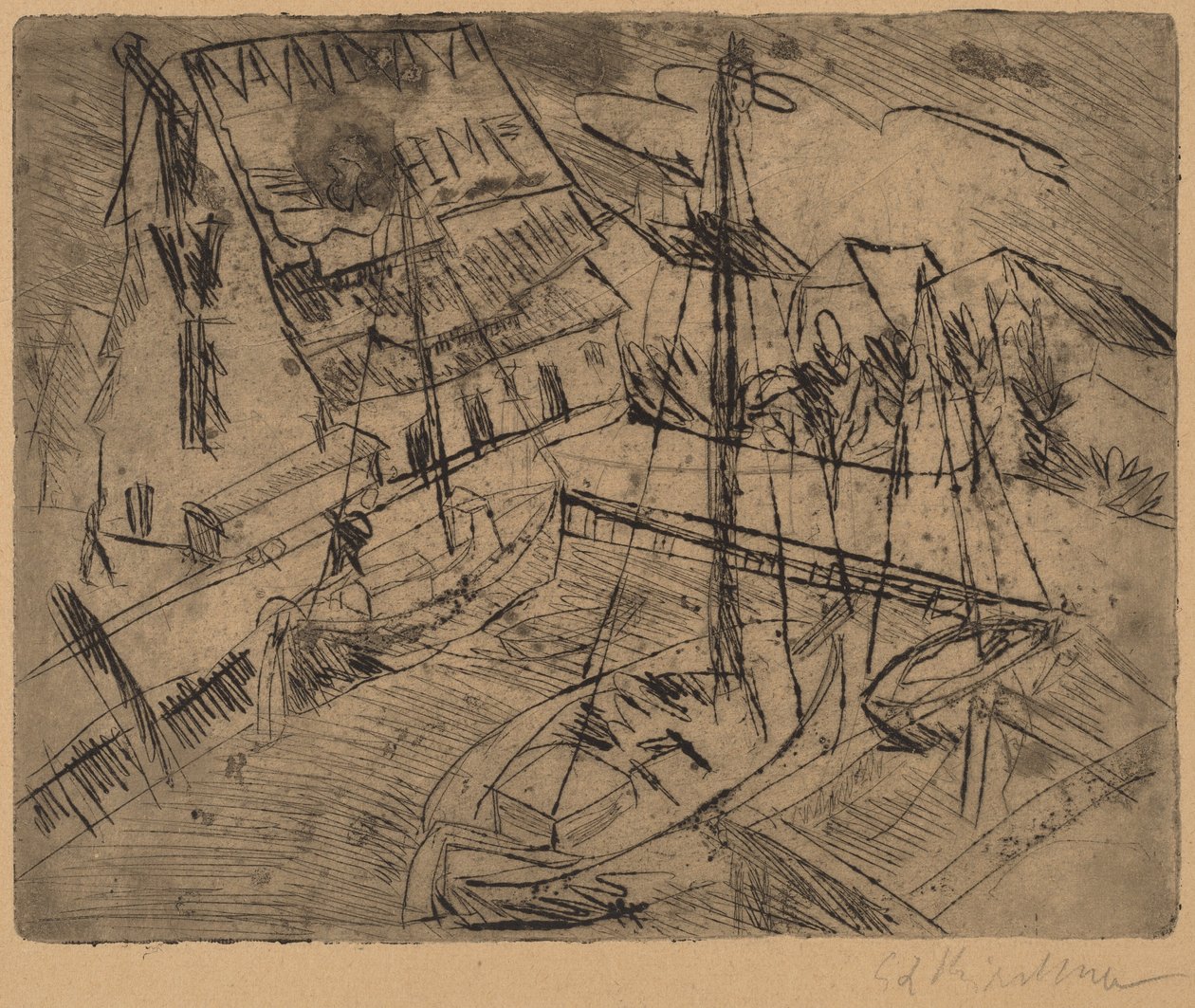 Harbour so Burgstacken, 1913. od Ernst Ludwig Kirchner