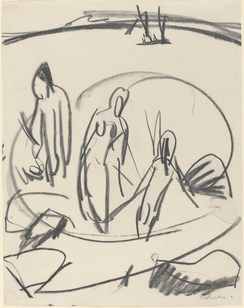 Tři koupající se v moři, c. 1914. od Ernst Ludwig Kirchner