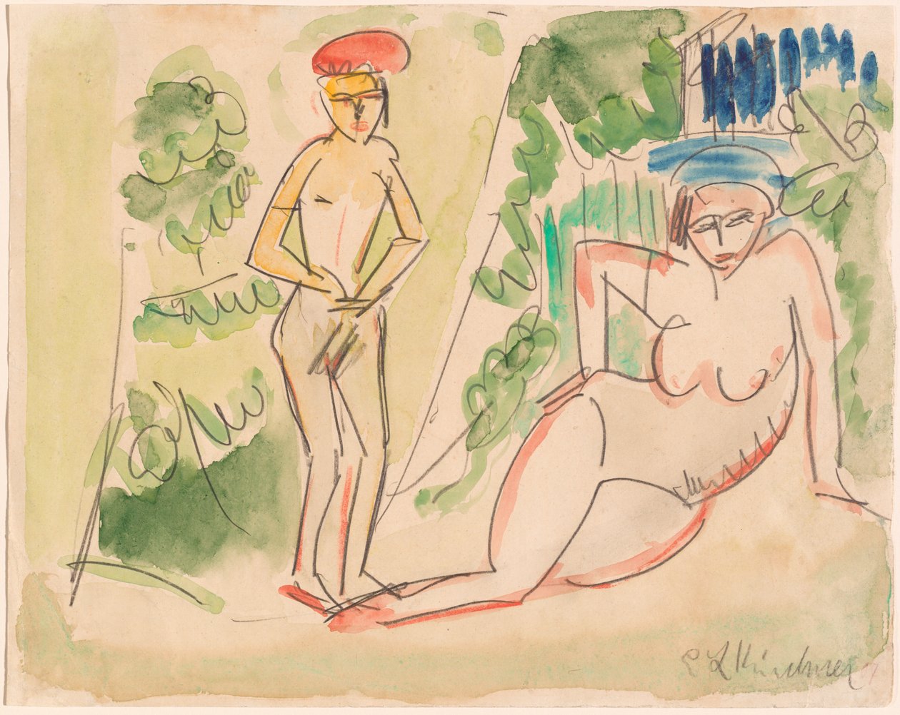 Two Bathers near the Woods, 19101911. od Ernst Ludwig Kirchner