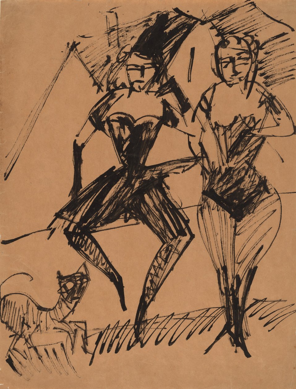 Dva tanečníci s kočkou, 1913. od Ernst Ludwig Kirchner