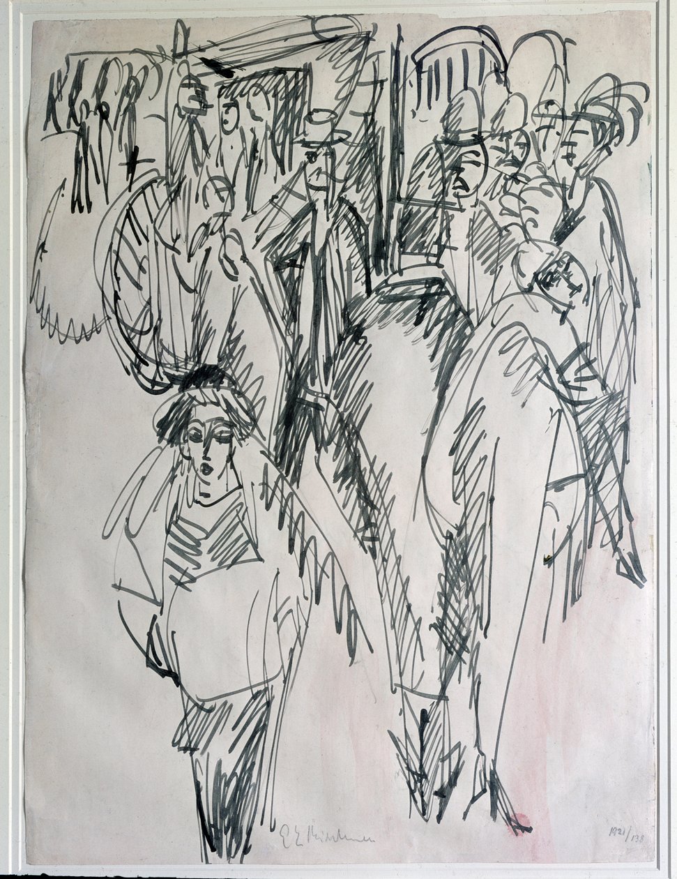 Ulice v Berlíně, Německo (kresba od Ernst Ludwig Kirchner