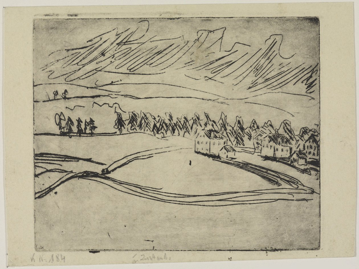 Pole a domy v Krušných horách od Ernst Ludwig Kirchner
