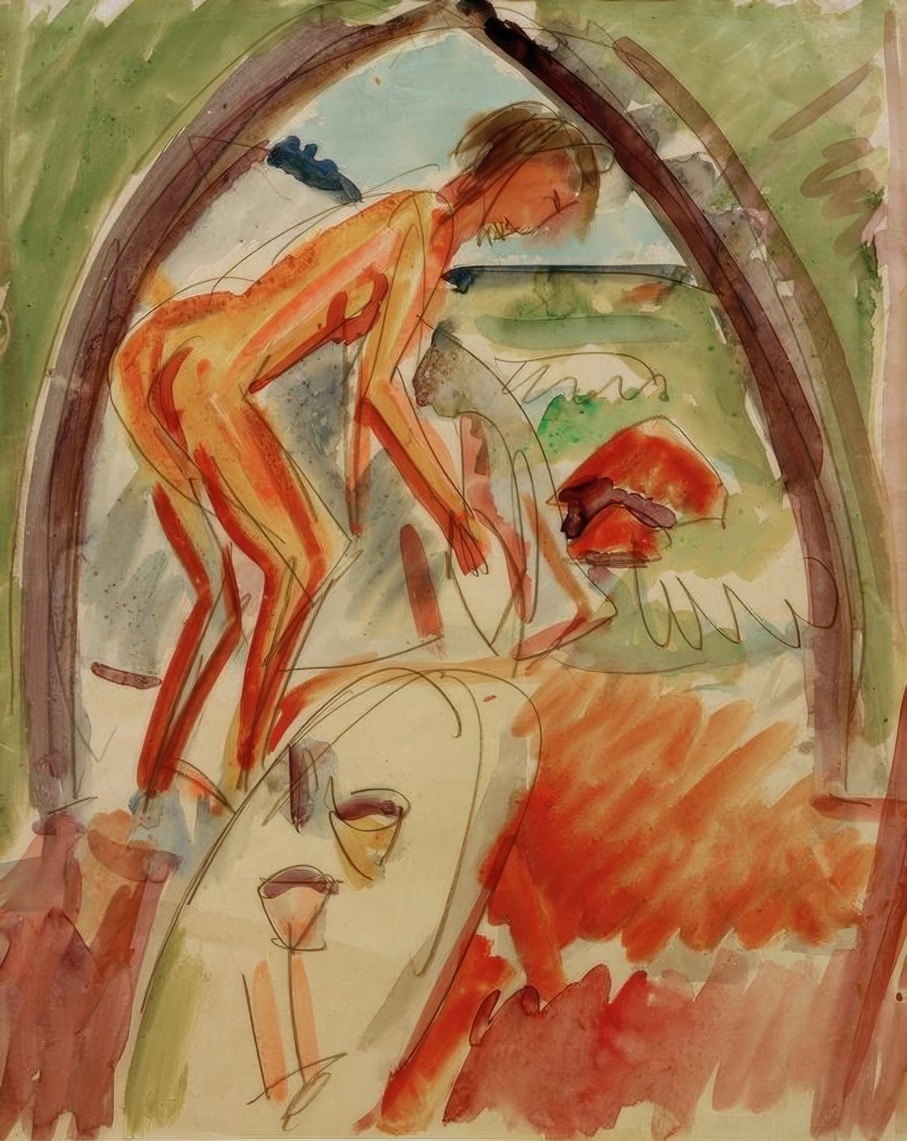 Akt v oblouku od Ernst Ludwig Kirchner