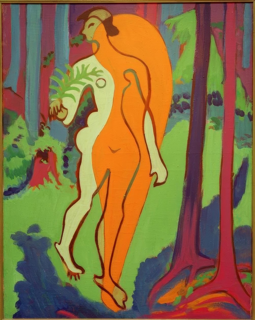 Nahá v oranžové a žluté od Ernst Ludwig Kirchner