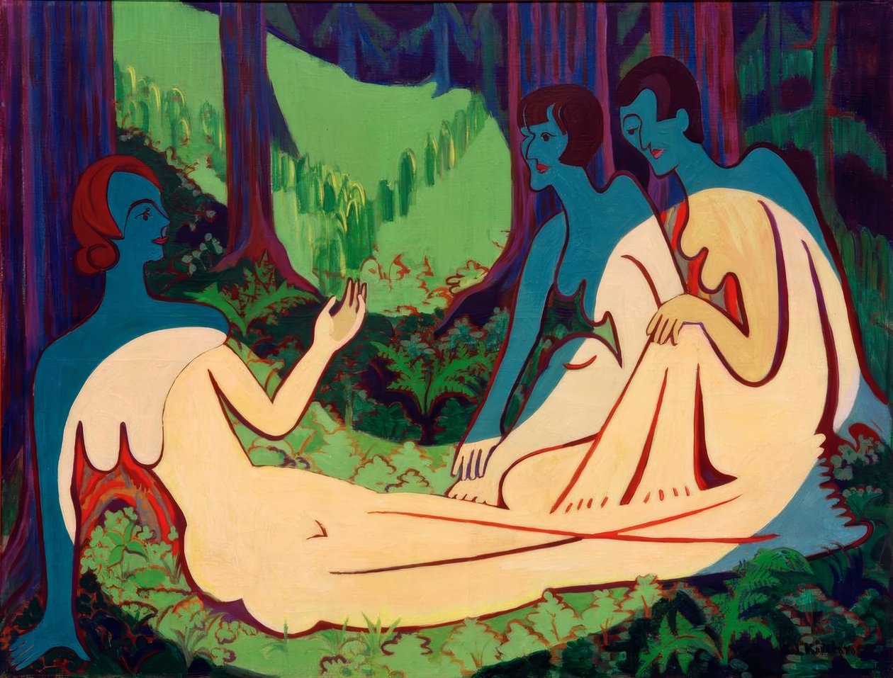 Akty v lese (velká verze) od Ernst Ludwig Kirchner