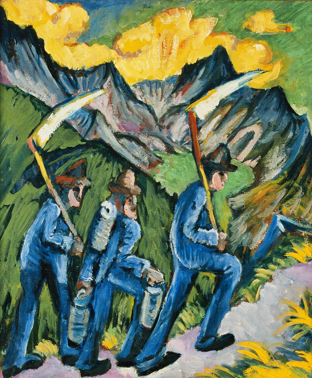 Alpleben, Triptych; Alpleben, Triptychon, 1918 od Ernst Ludwig Kirchner