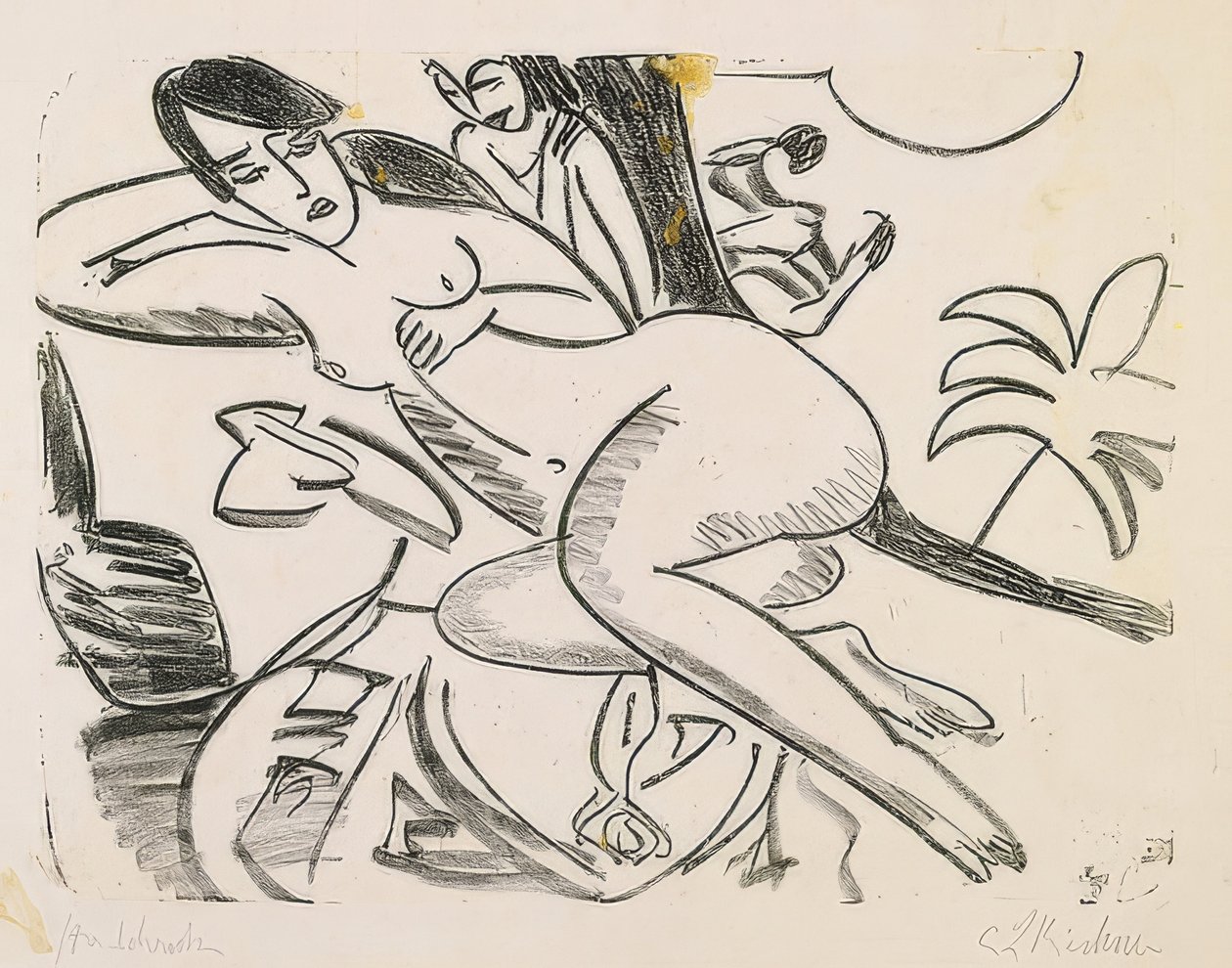 Akt ležící na stropě. 1911 od Ernst Ludwig Kirchner