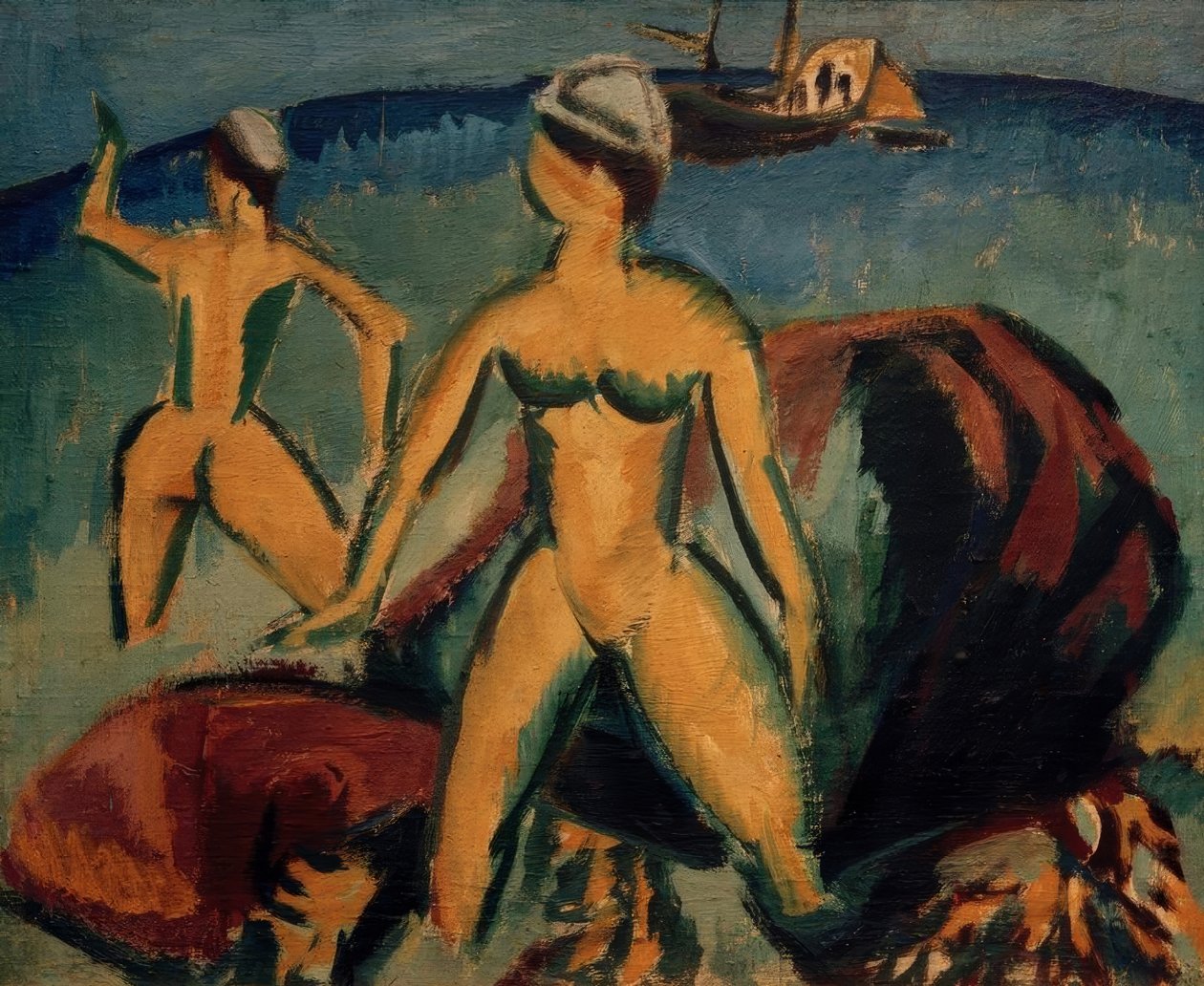 koupající se (Fehmarn) od Ernst Ludwig Kirchner