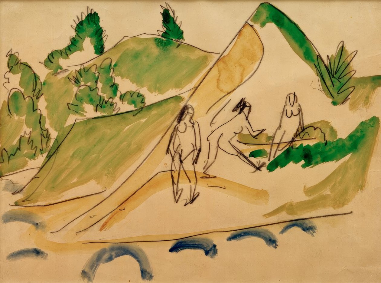 Koupání u jezera Moritzburg od Ernst Ludwig Kirchner