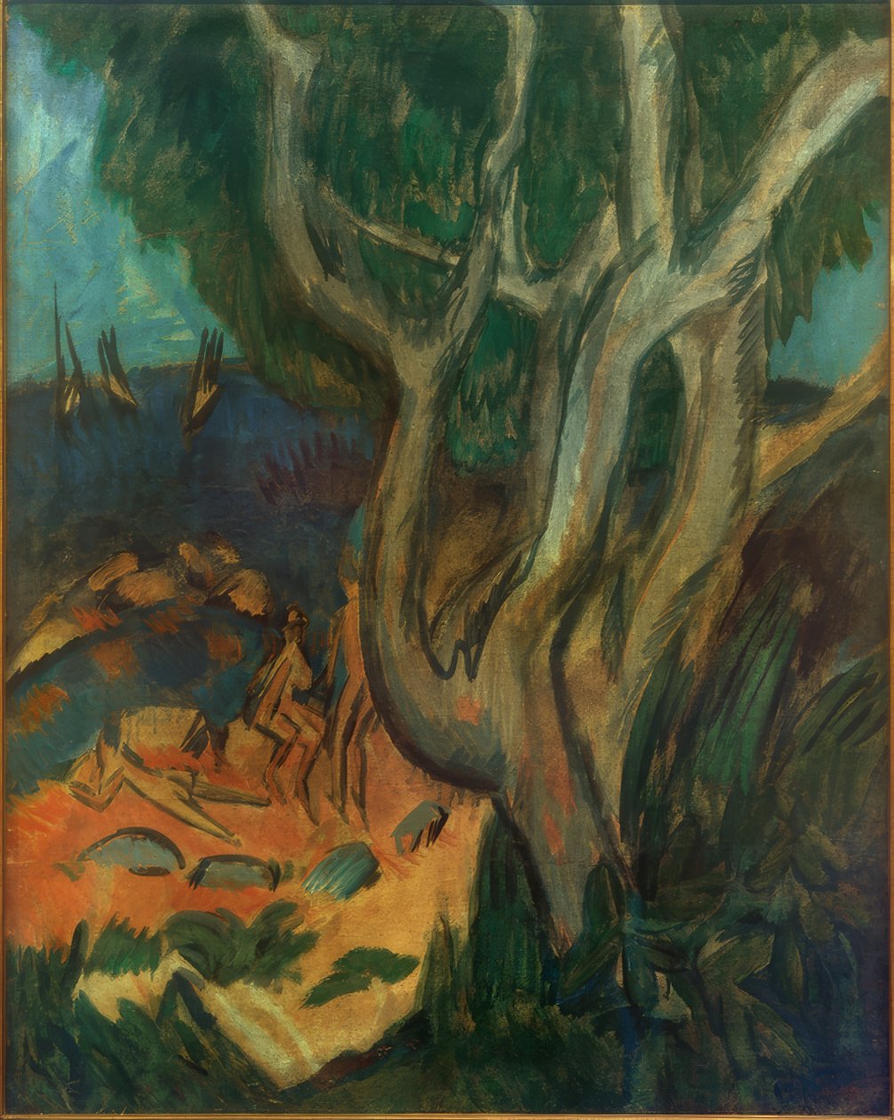 Koupající se na pláži ve Fehmarnu od Ernst Ludwig Kirchner