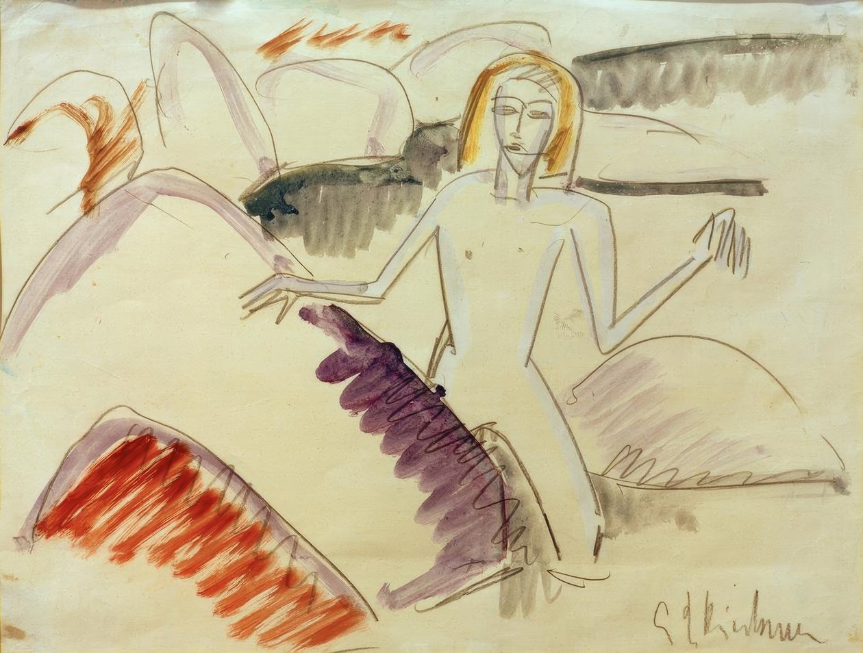 Koupající se na kamenech od Ernst Ludwig Kirchner