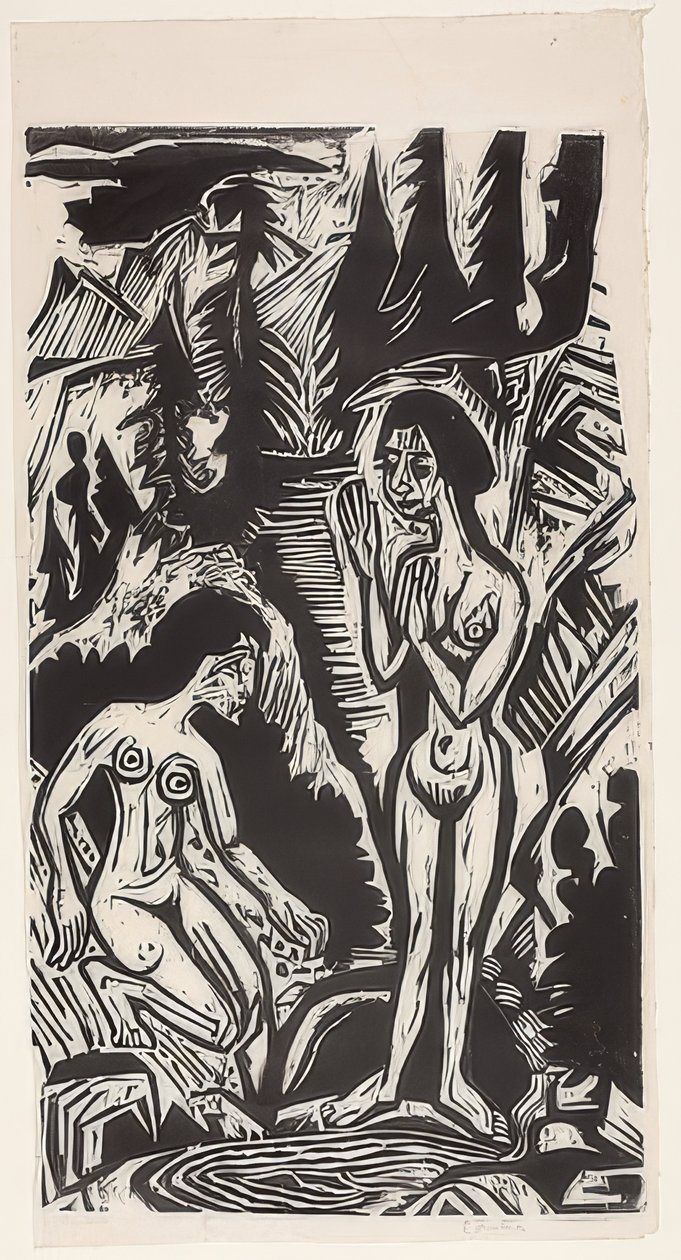 Koupající se ve skalách. 1921 od Ernst Ludwig Kirchner