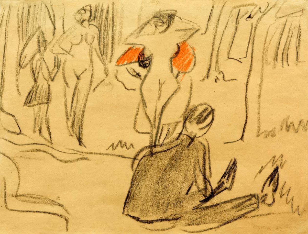Koupání v Moritzburgu od Ernst Ludwig Kirchner