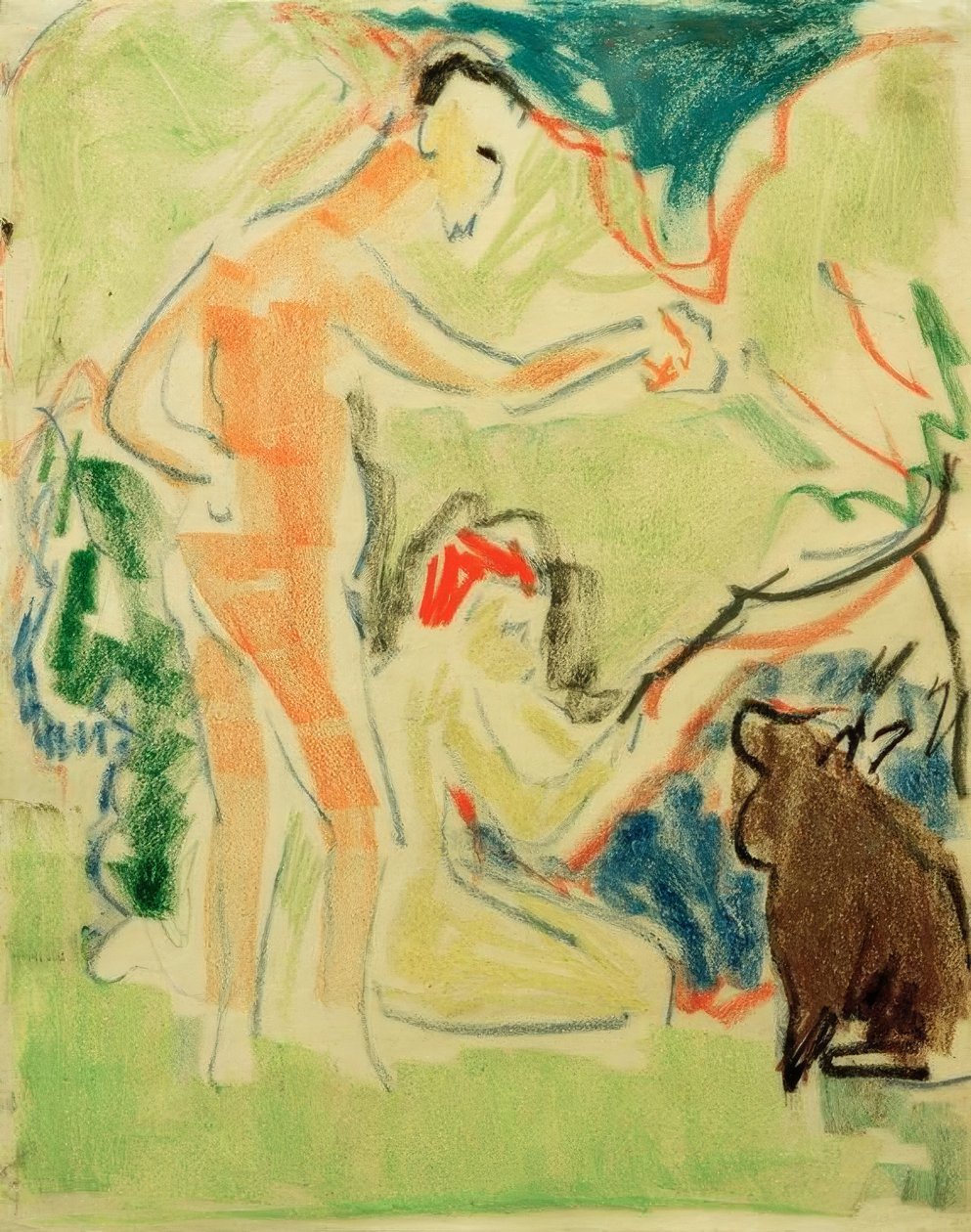 Koupání se psy v Moritzburgu od Ernst Ludwig Kirchner