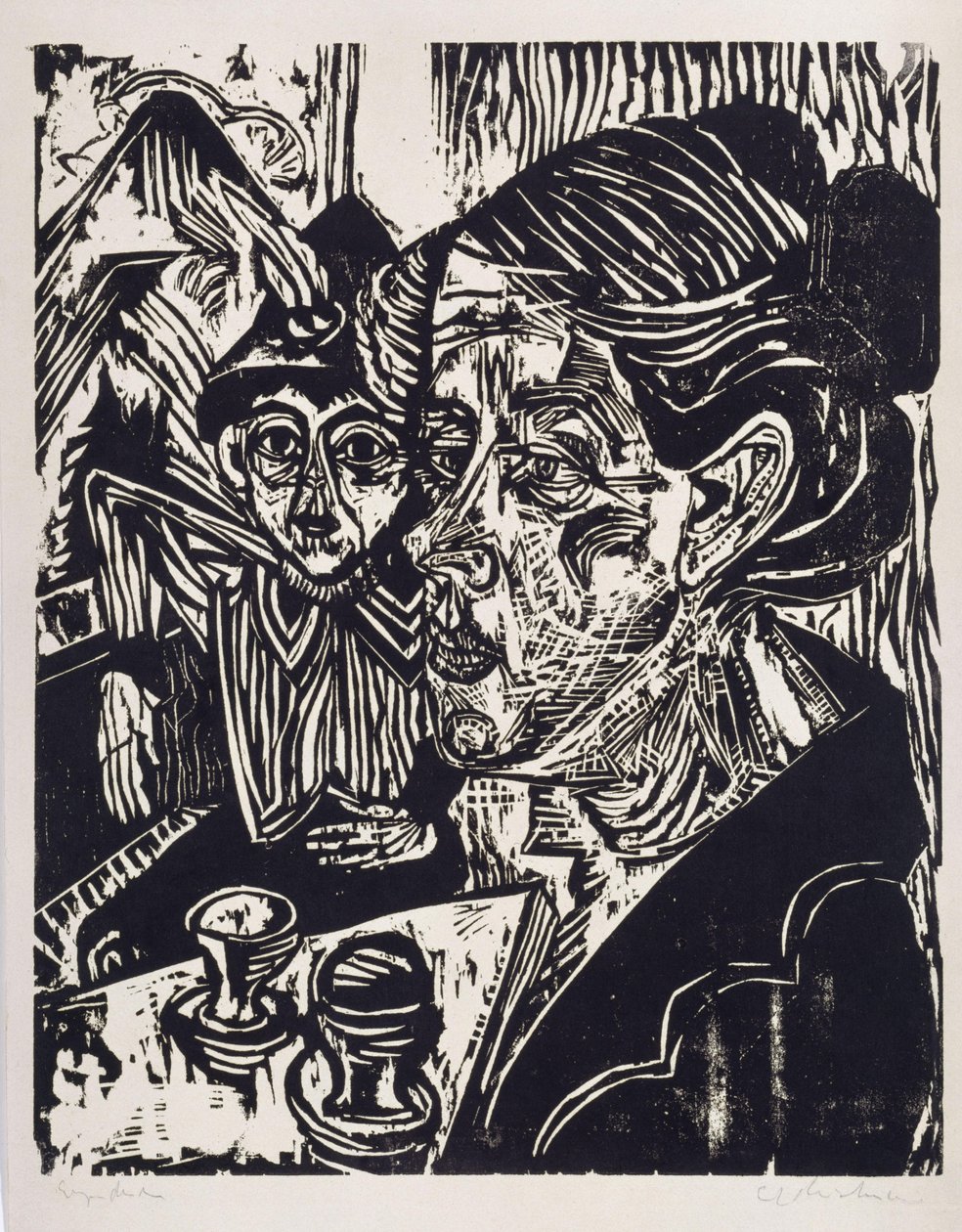 Farmářka s chlapcem u stolu (paní Schmidtová se synem Martinem) od Ernst Ludwig Kirchner