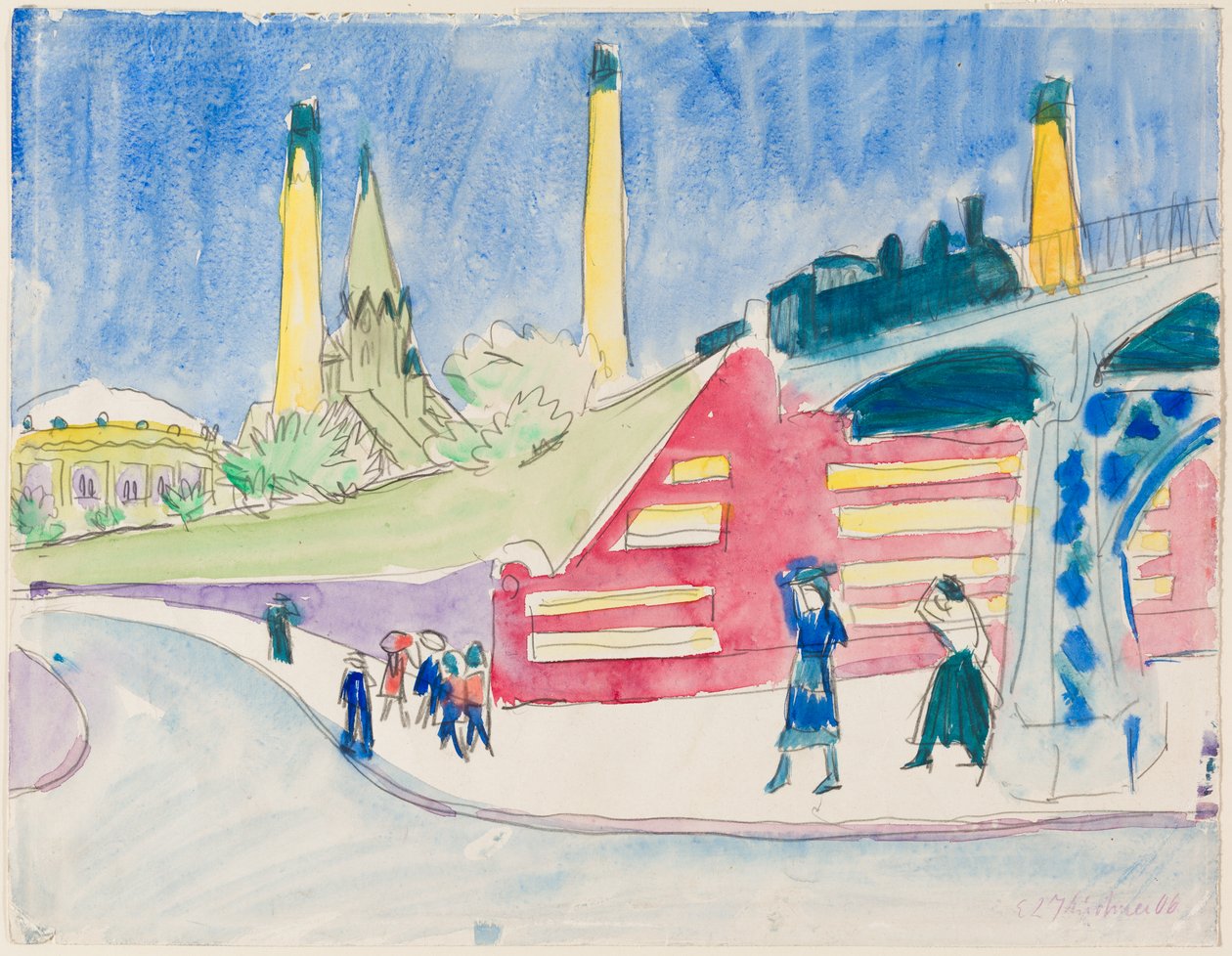 Železniční násep od Ernst Ludwig Kirchner