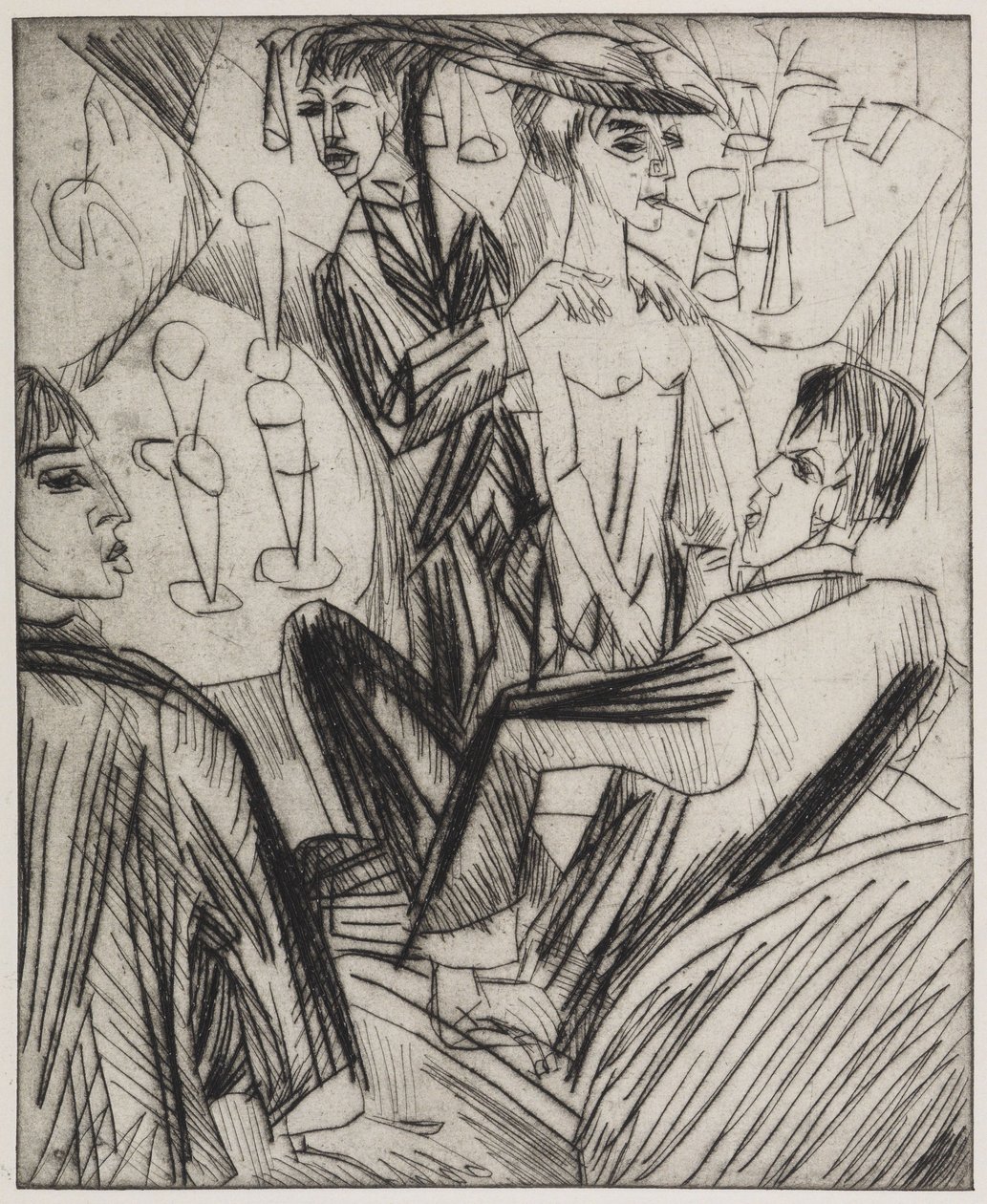 Tanec u baru od Ernst Ludwig Kirchner