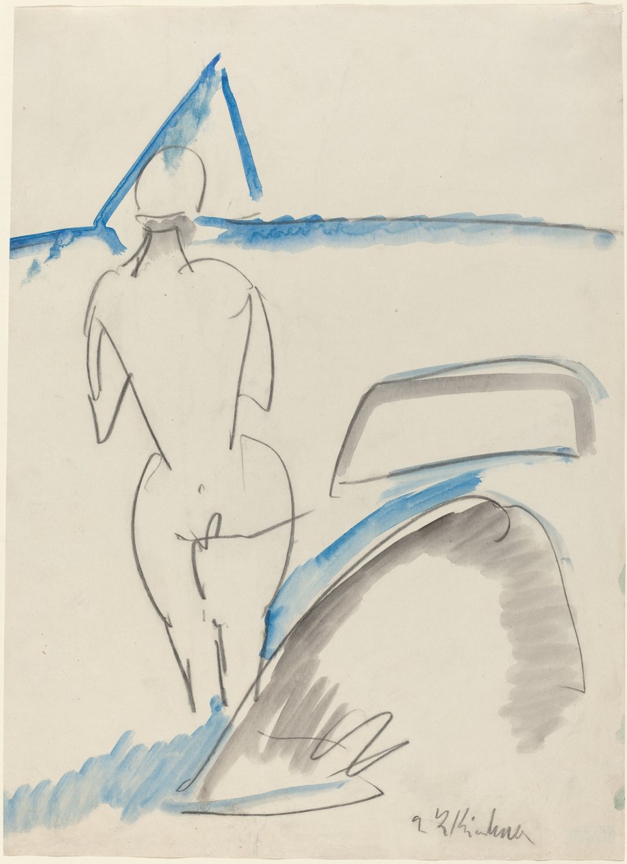 Koupání na pláži od Ernst Ludwig Kirchner