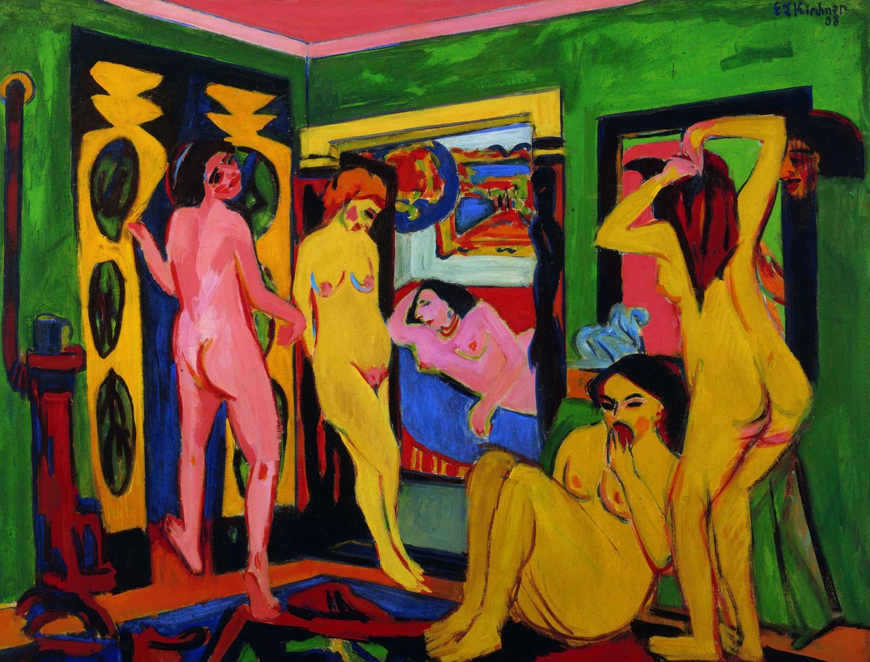 Koupání v pokoji, 1909-po 1926. od Ernst Ludwig Kirchner