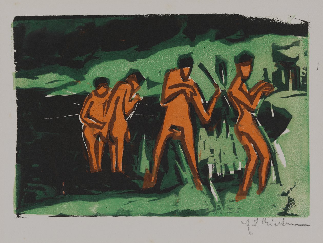 Koupající se házející rákosí od Ernst Ludwig Kirchner