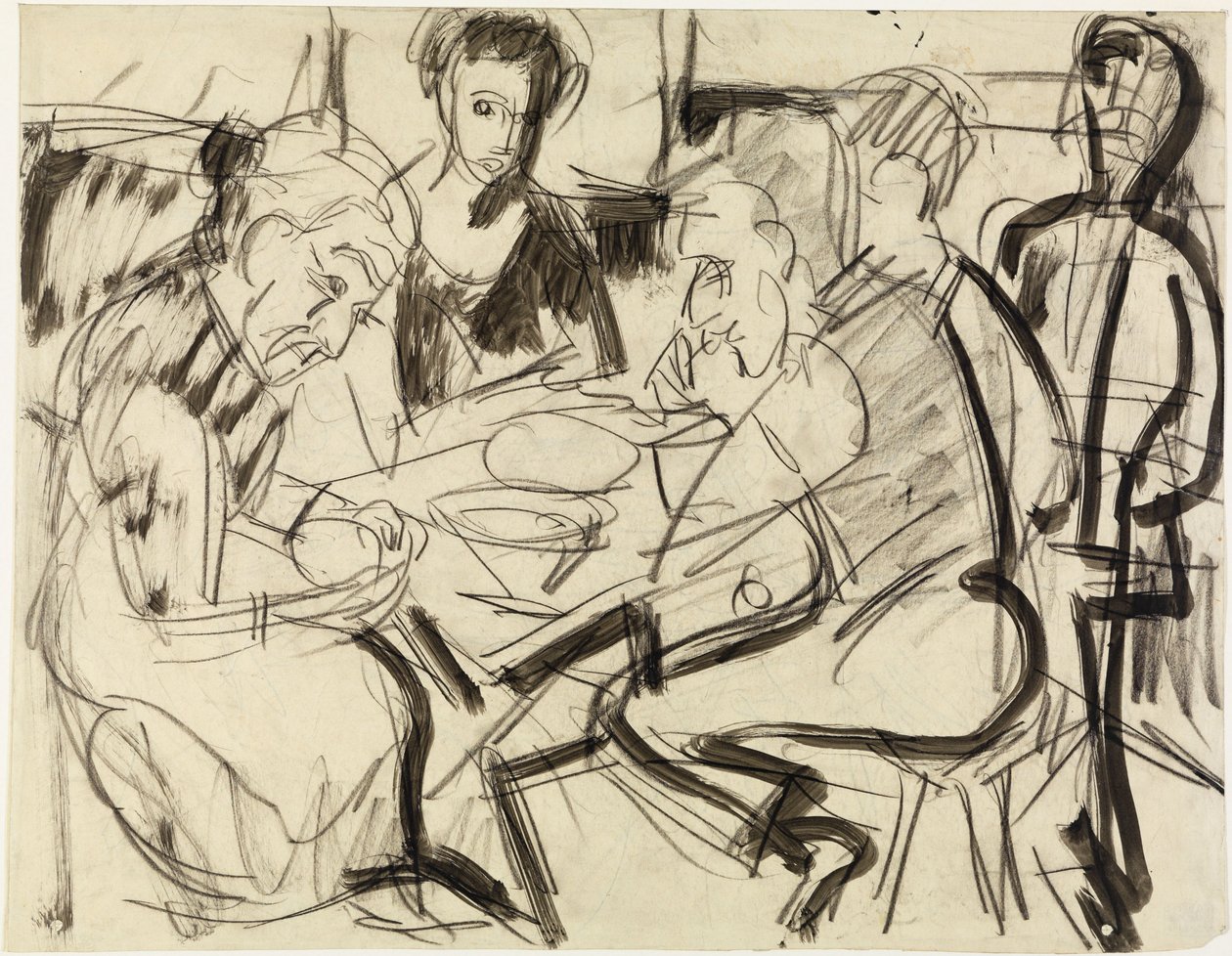 Rolnická rodina u stolu od Ernst Ludwig Kirchner