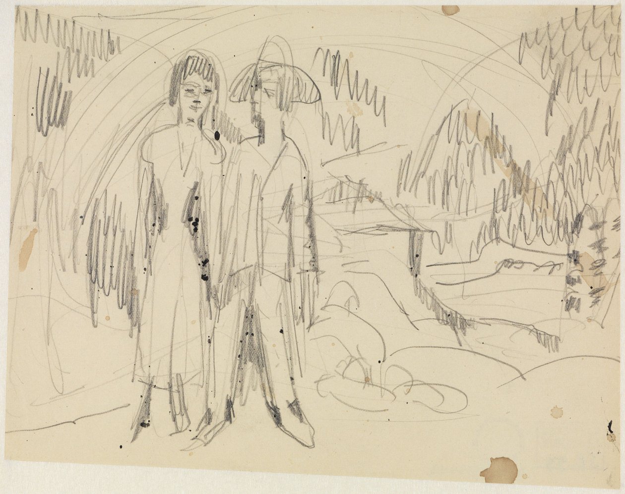 Rolnický pár před horskou krajinou od Ernst Ludwig Kirchner