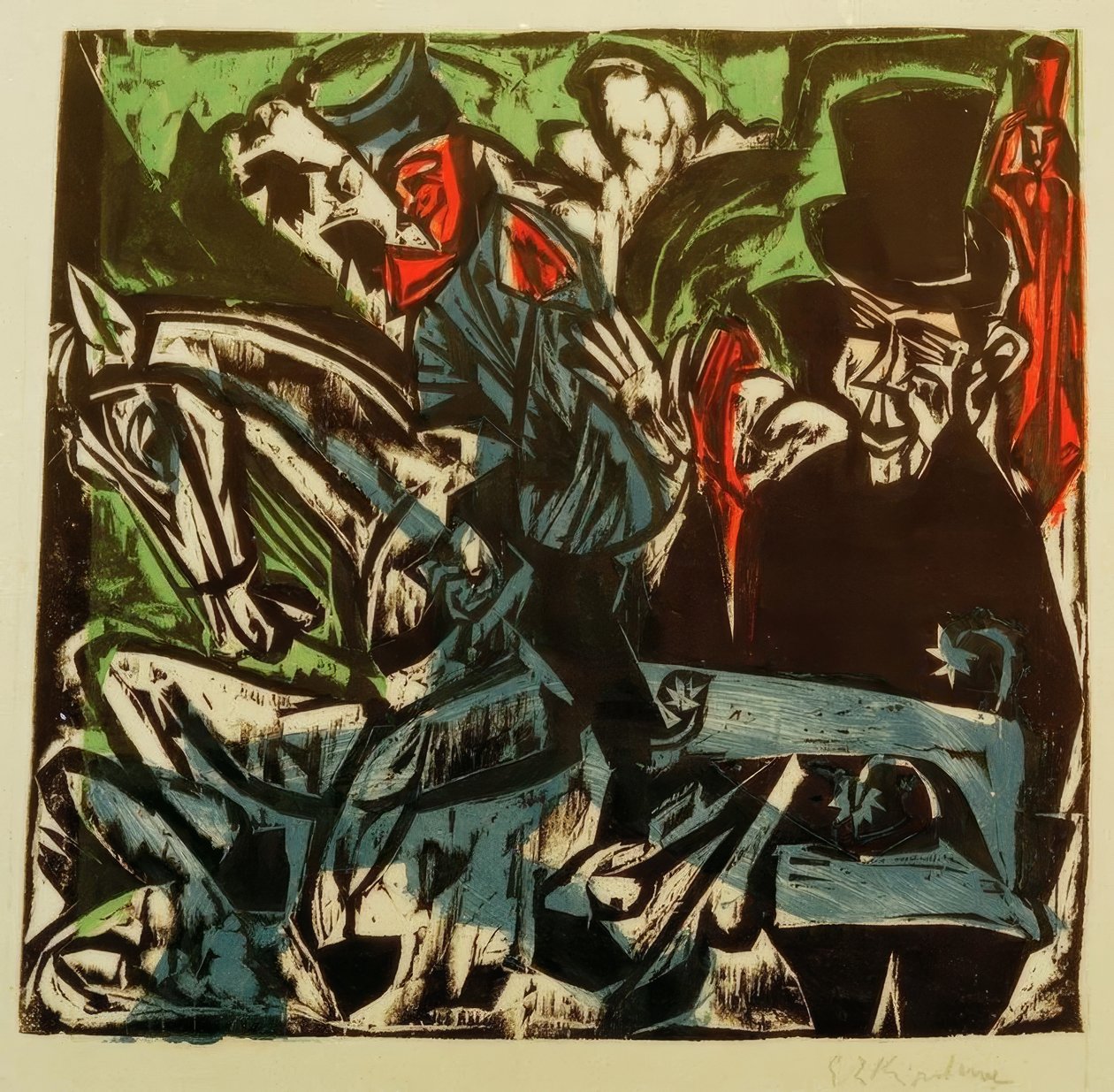 Setkání Schlemihla s malým šedým mužem na ulici od Ernst Ludwig Kirchner