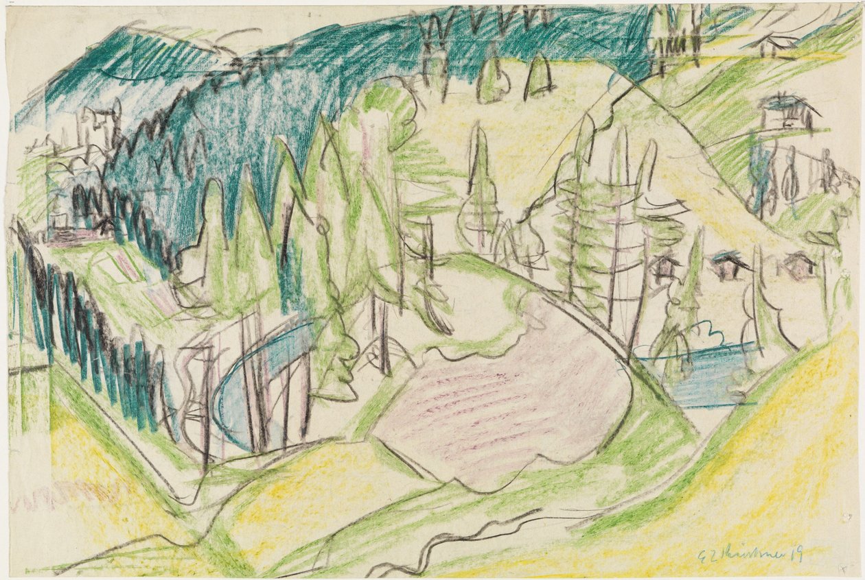 Horská krajina s jedlemi od Ernst Ludwig Kirchner