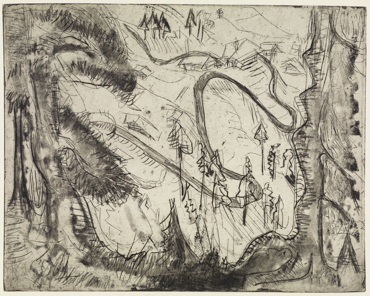 Horská stezka, pohled shora od Ernst Ludwig Kirchner