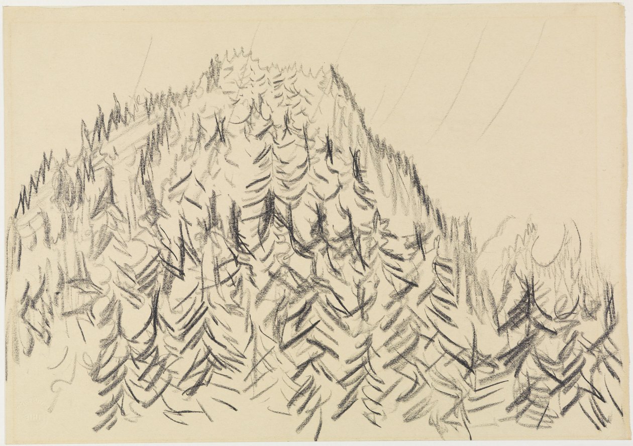 Zalesněný kopec od Ernst Ludwig Kirchner
