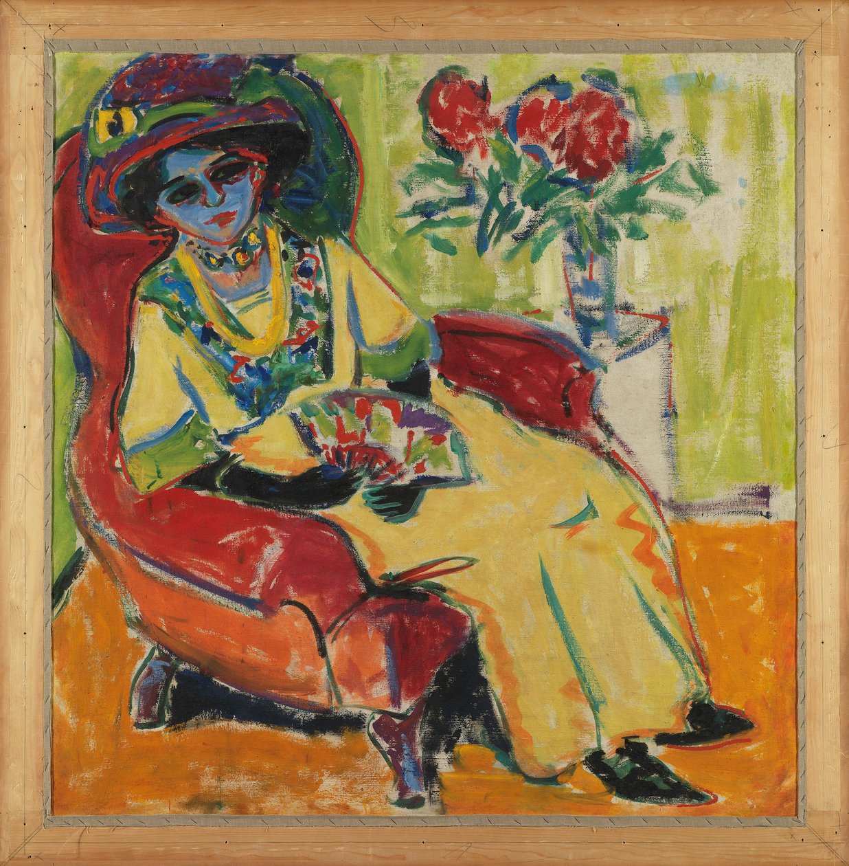 Portrét Dodo (Sedící dáma) Rub: Maškarní bál (Masky na ulici) od Ernst Ludwig Kirchner