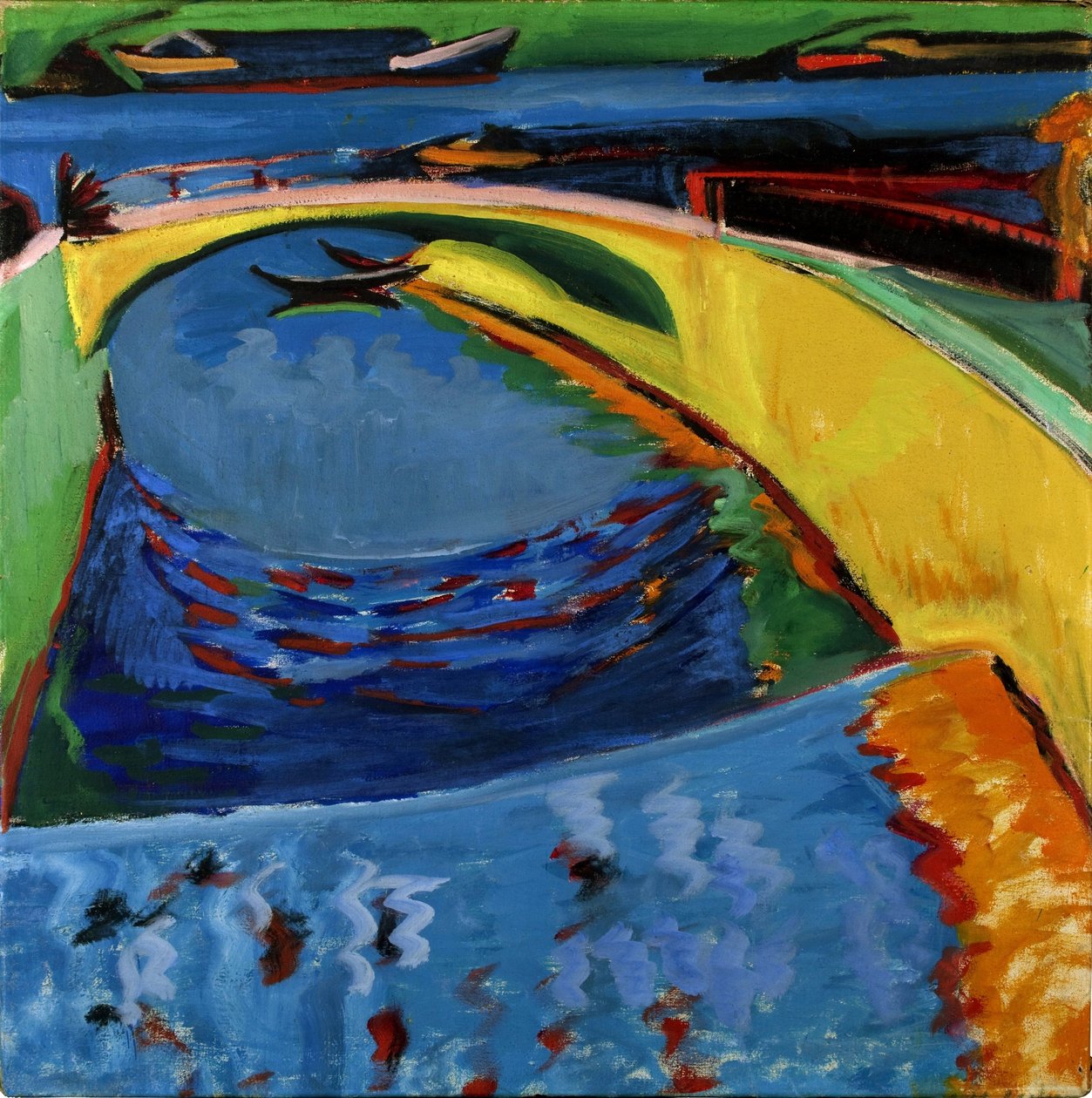 Most u ústí řeky Prießnitz, c. 1910 od Ernst Ludwig Kirchner
