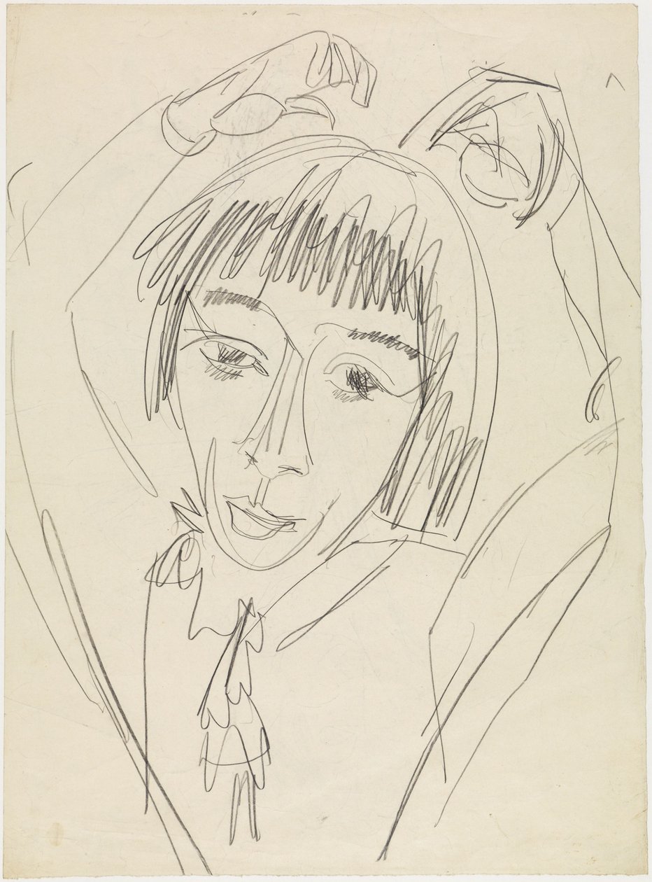 Portrét Gerdy s pozvednutýma rukama od Ernst Ludwig Kirchner