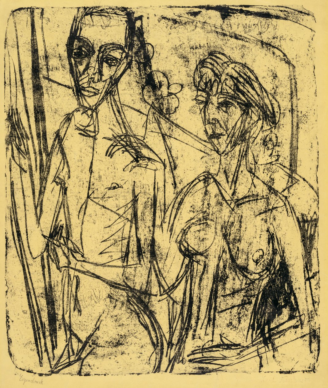 Pár v pokoji, nahý muž se ženou od Ernst Ludwig Kirchner