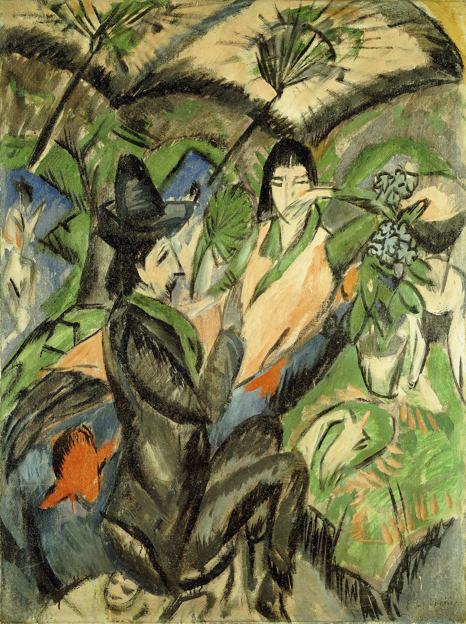 Pár pod japonskými slunečníky; Pár pod japonským deštníkem, 1902 od Ernst Ludwig Kirchner