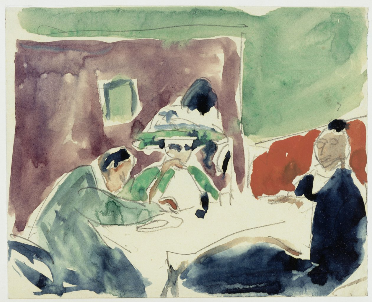 Dáma (Dodo?) a dva muži u stolu v kavárně od Ernst Ludwig Kirchner