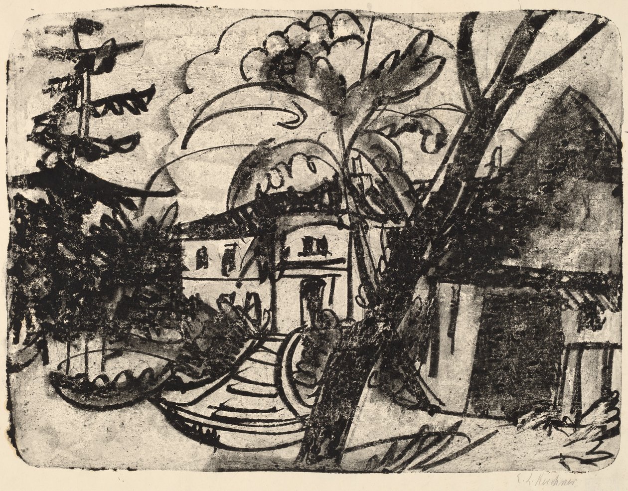 Dánská farma s Manor House od Ernst Ludwig Kirchner