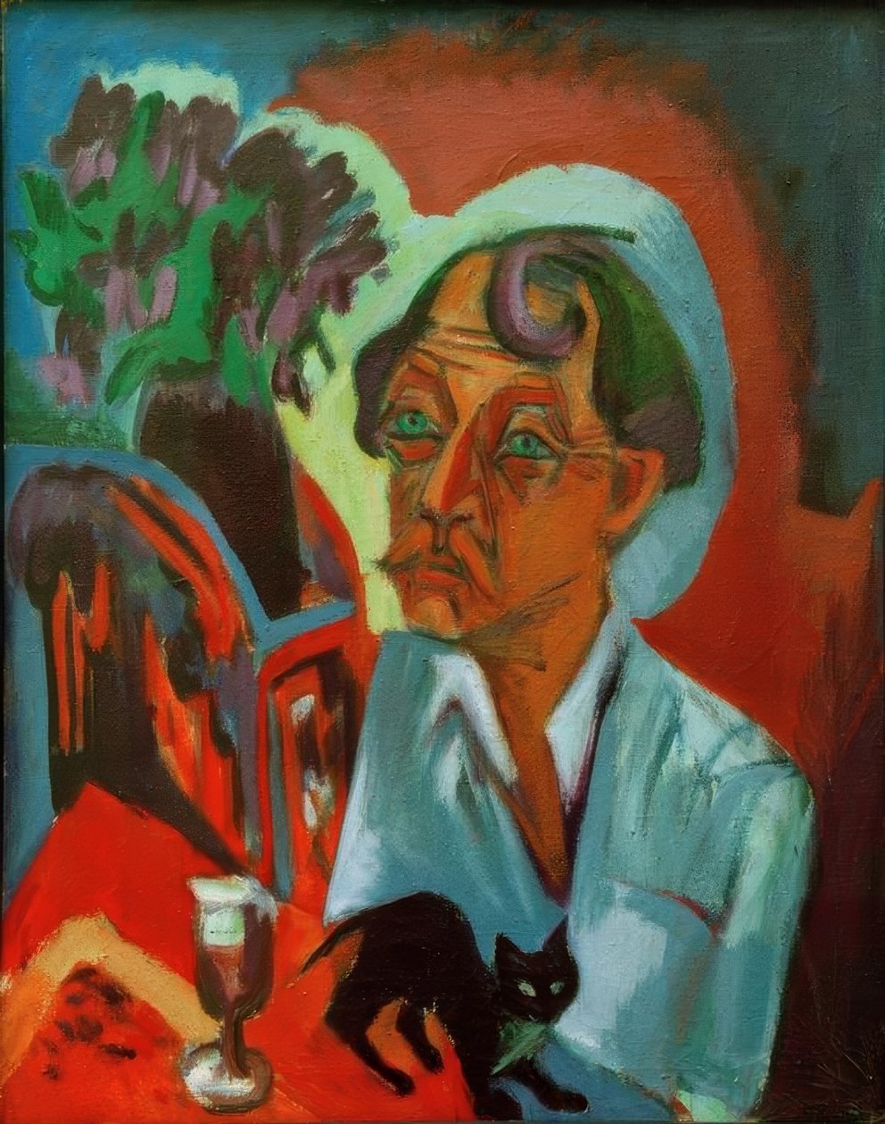 Malíř Stirner s kočkou od Ernst Ludwig Kirchner
