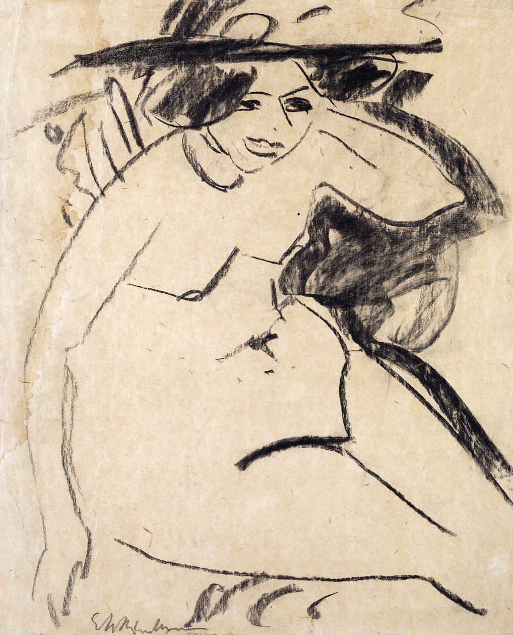 Dido s kloboukem; Dido mit Hut, kolem roku 1909 od Ernst Ludwig Kirchner