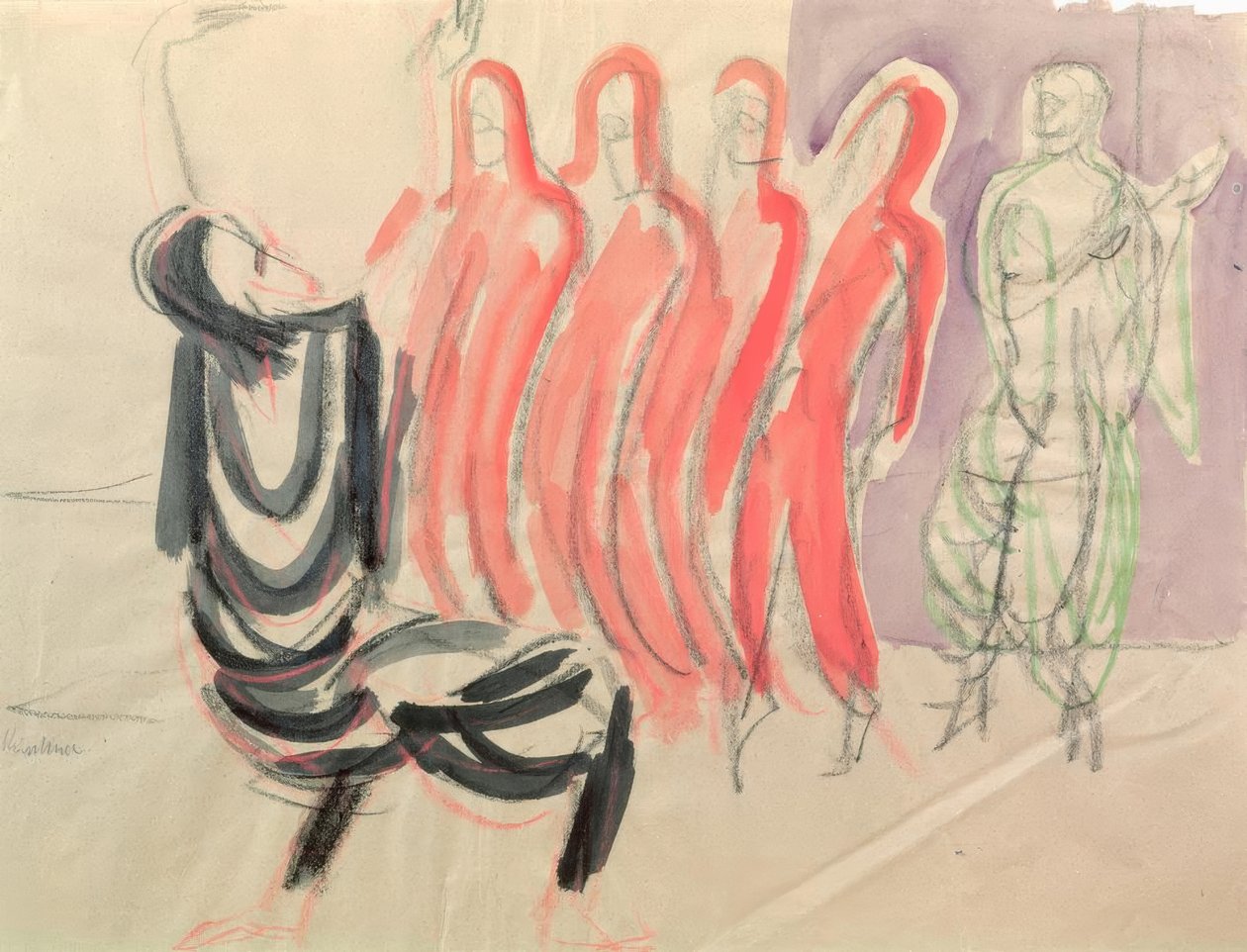 Taneční škola Mary Wigmans od Ernst Ludwig Kirchner
