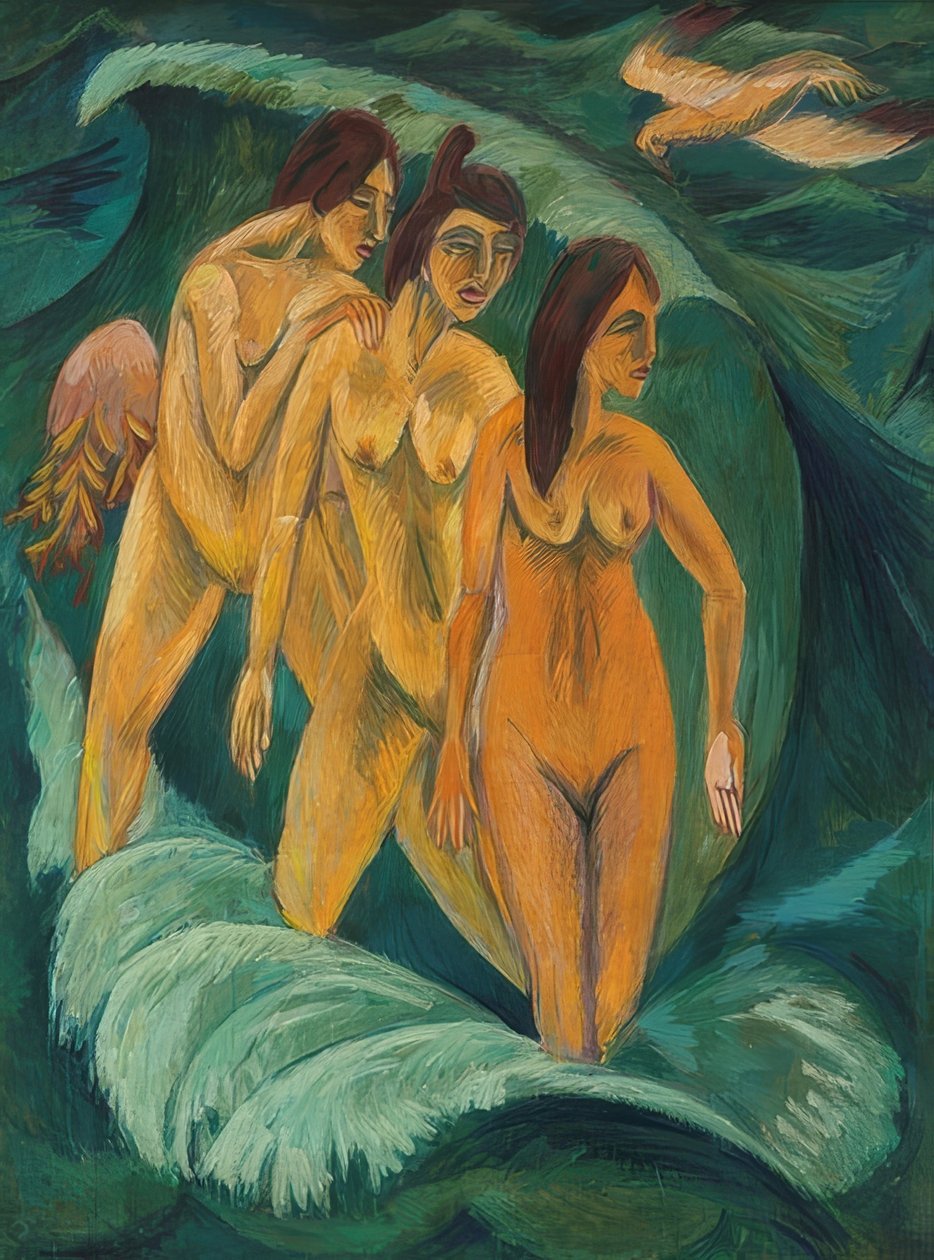 Tři koupající se. 1913 od Ernst Ludwig Kirchner